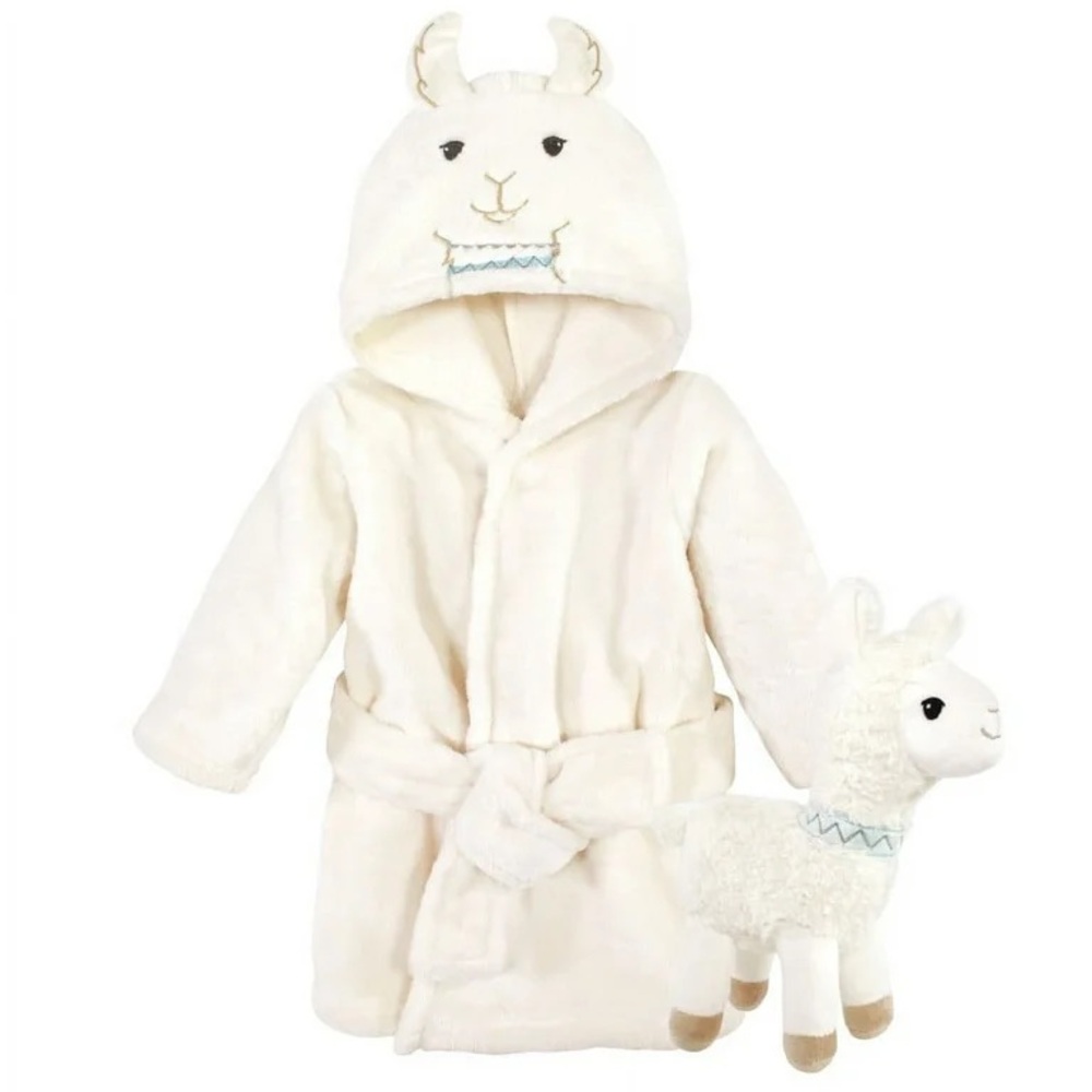 Little Treasures Snuggle Time Gift Set Plush Bath Robe and Toy Llama Size 0-9m